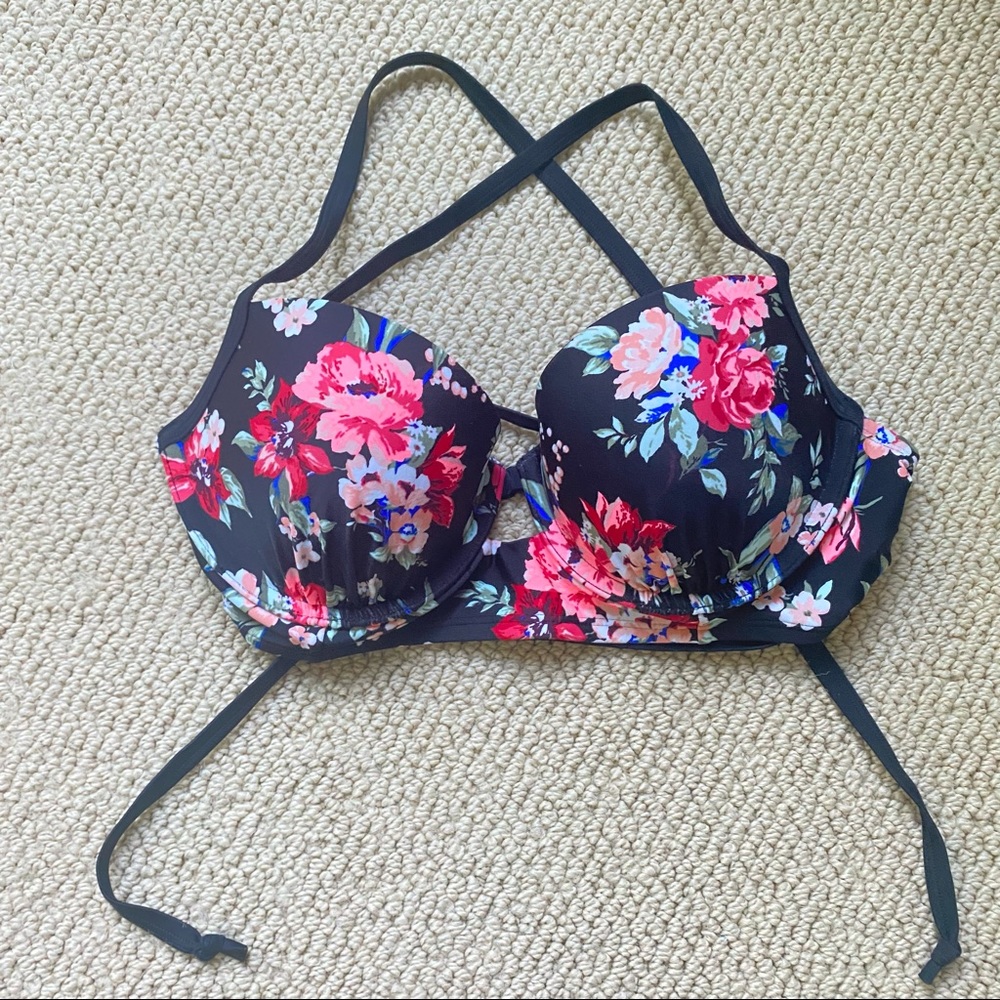Abercrombie Black Floral Bathing Suit top